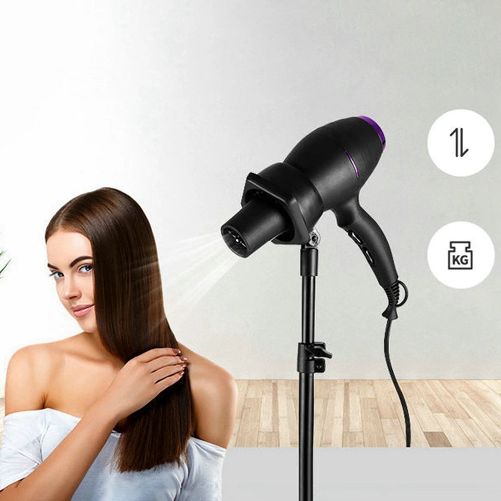 Adjustable Hair Dryer Holder Floor Stand Hands Free