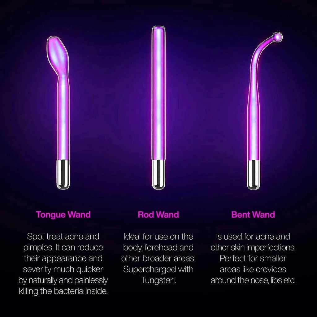 High-Frequency Therapy Wand Dual-Gas | High Power | Face + Scalp Rejuvenation